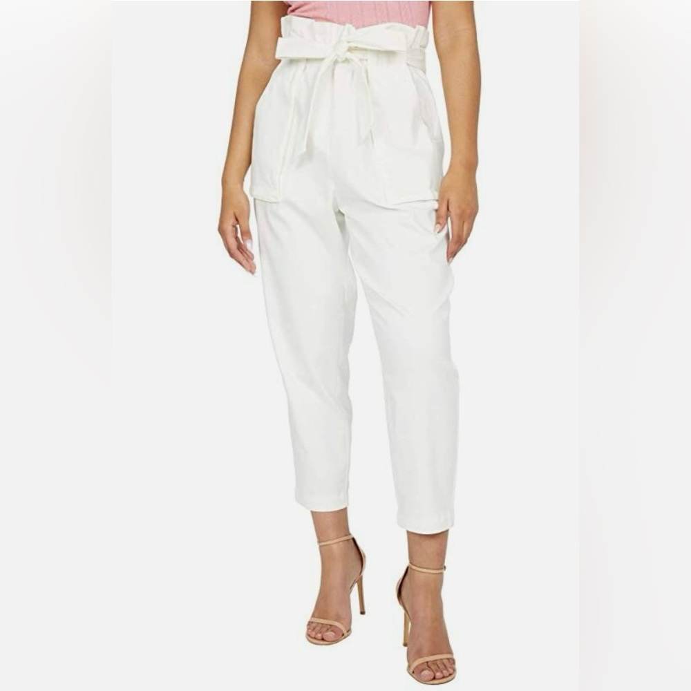 BCBGeneration Sloan Paperbag White High Waisted Pants